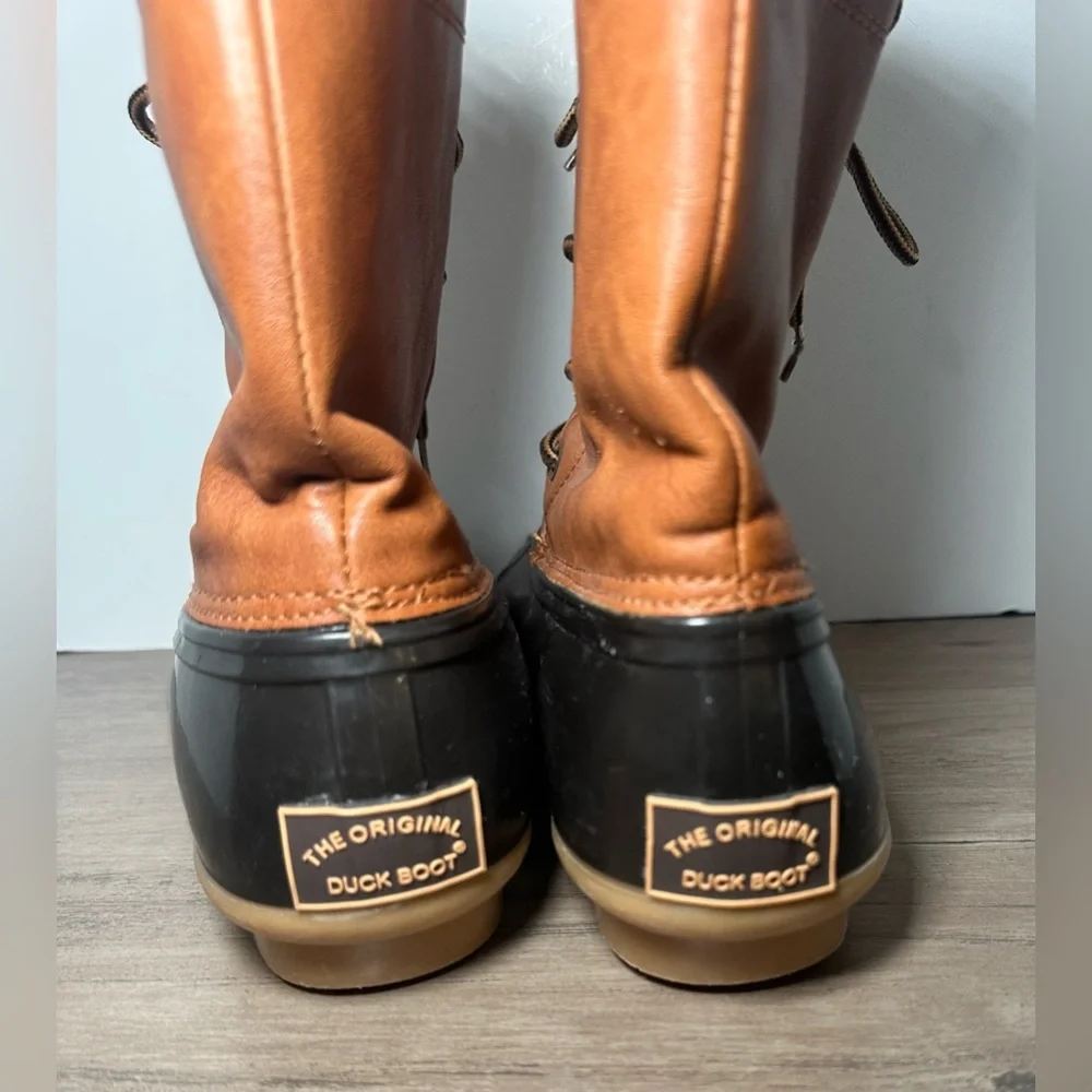 Women's Two-Tone Brown and Black Winter Rain Boots